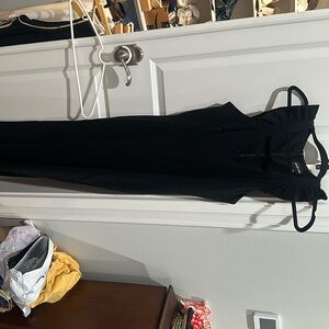 Formal black jumpsuit with ruffled straps